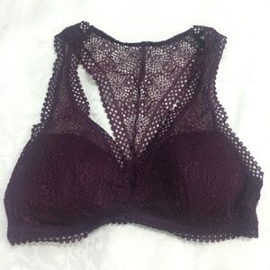 Victoria's Secret burgundy racerback lace bralette